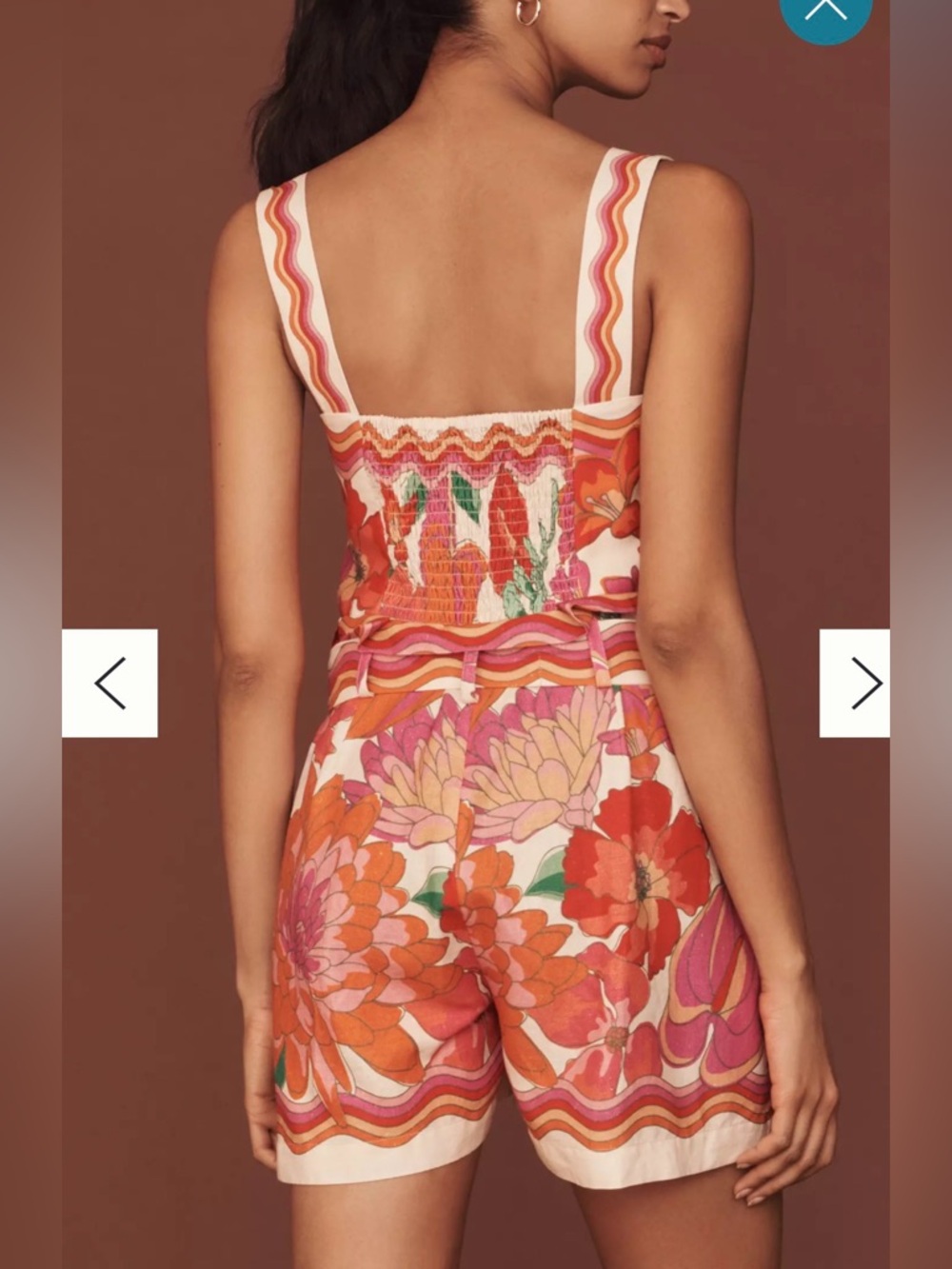 Farm Rio Spring Affair Linen-Blend Sleeveless Square-Neck Romper SIZE XL NWT - Picture 2 of 12